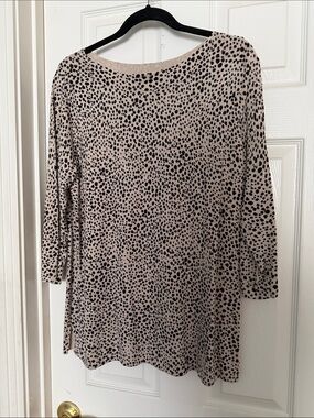 J. Jill Beige and Black Leopard-Print 3/4 Sleeve Tunic
